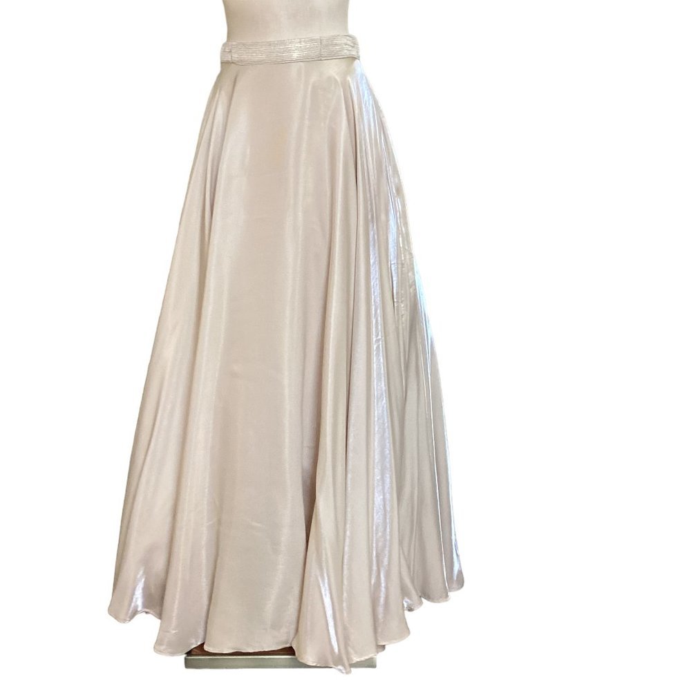 JS Collections Sz 10 Formal Shimmery Gold Full Long/Maxi Skirt Tulle Lined 23BX